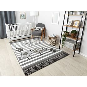 Tapis enfant PETIT - Oiseaux - gris-blanc
