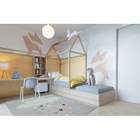 Tapis PASTEL 18409/652 - Nuage cœur OISEAU Gris CRÈME turquoise, F.H.Kabis