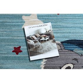 Tapis pour enfants moderne TOYS 75322 OURSON, forme irrégulière, bleu, turquoise, crème, F.H.Kabis