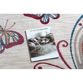 Tapis pour enfants moderne TOYS 75326 PAPILLON, forme irrégulière, crème, rouge fuchsia, F.H.Kabis