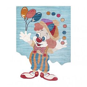Tapis pour enfants moderne TOYS 75328 CLOWN, forme irrégulière, bleu, turquoise, rouge fuchsia, F.H.Kabis