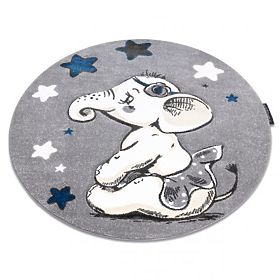 Tapis rond PETIT ÉLÉPHANT, ÉTOILES, gris, F.H.Kabis