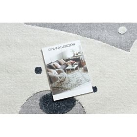 Tapis rond YOYO EY81 gris / blanc - Ours, montagnes pour enfants, structurel, sensoriel Franges, F.H.Kabis