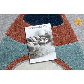 Tapis YOYO GD55 gris / bleu - étoiles, fusée pour enfants, structurel, sensoriel Franges, F.H.Kabis