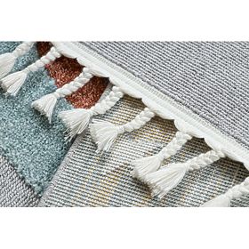 Tapis YOYO GD55 gris / bleu - étoiles, fusée pour enfants, structurel, sensoriel Franges