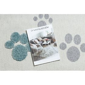 Tapis YOYO GD59 blanc / gris - Chaton pour enfants, structurel, sensoriel Franges