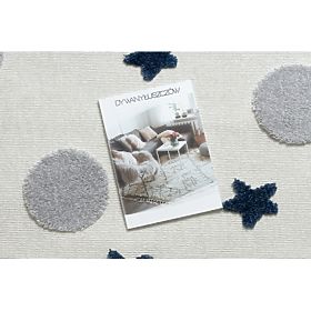 Tapis YOYO GD75 blanc / gris - étoiles, cercles pour enfants, structurel, sensoriel Franges, F.H.Kabis