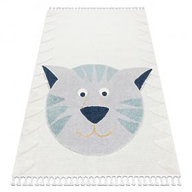 Tapis YOYO GD80 blanc / gris - Tigre pour enfants, structurel, sensoriel Franges