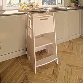 Tour d'apprentissage Montessori en bois - blanche, Ourbaby®