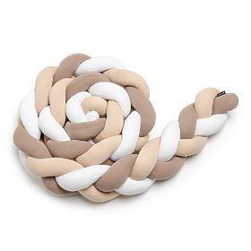 Tour de lit tressé - blanc, beige et mocca