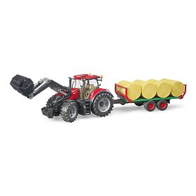 Tracteur Bruder Case IH Optum 300 CVX avec chargeur frontal et transporteur de balles
