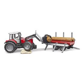 Tracteur Bruder Massey Ferguson 7480 avec chargeur frontal et transporteur de grumes