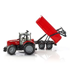 Tracteur Bruder MASSEY FERGUSON avec remorque basculante rouge
