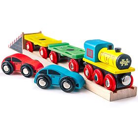 Train de marchandises Bigjigs Rail avec wagons et voies