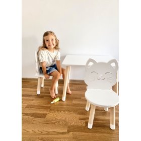 Table enfant avec chaises - Chat - blanc