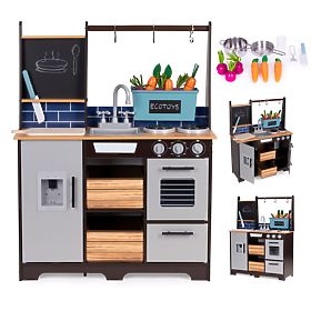Grande cuisine en bois pour enfants avec stand de légumes et accessoires ECOTOYS, EcoToys