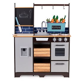 Grande cuisine en bois pour enfants avec stand de légumes et accessoires ECOTOYS, EcoToys