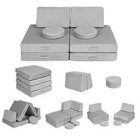 Grand canapé modulaire pliable pour enfants DIY 8 coussins doux - gris ECOTOYS