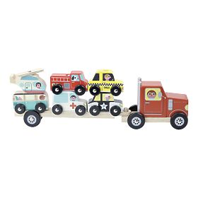 Vilac Camion en bois avec petites voitures