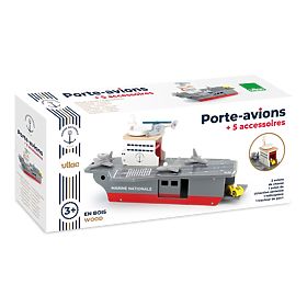 Vilac Porte-avions en bois avec accessoires
