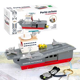 Vilac Porte-avions en bois avec accessoires