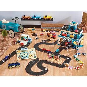 Vilac Voiture en bois Old Sport Compet bleu foncé