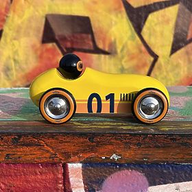 Vilac Voiture en bois Old Sport Compet jaune