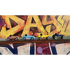 Vilac Voiture en bois Old Sport Compet turquoise