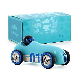 Vilac Voiture en bois Old Sport Compet turquoise