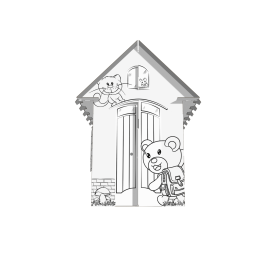 Maison pour enfants en carton avec une cheminée - Ours