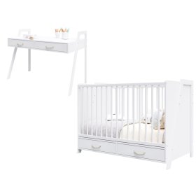 Lit bébé et bureau 2 en 1 CONE 120x60 - BLANC, Pietrus